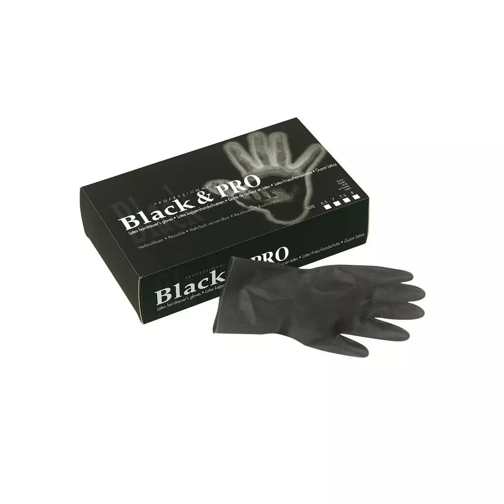 Gants en latex noirs réutilisables, gants de salon de coiffure pour la  teinture, Gants taille moyenne (paquet de 10). : : Bricolage